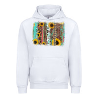 White aztec leopard turquoise sunflower background Urban Hoodie - RanaPortraitStore