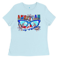 Baby Blue American babe Ladies Tee - CowhideDigitalArt