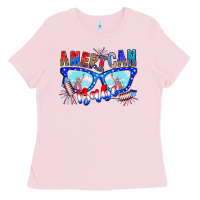 Bubblegum Pink American babe Ladies Tee - CowhideDigitalArt