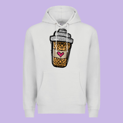Leopard Glitter Coffee Cup Premium Hoodie Designed By Jasminsmagicworld