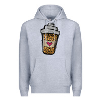 Heather Grey leopard glitter coffee cup Premium Hoodie - Jasminsmagicworld