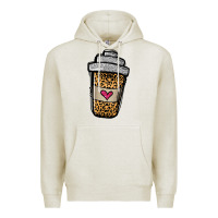 Oatmeal Heather leopard glitter coffee cup Premium Hoodie - Jasminsmagicworld