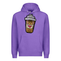 Purple leopard glitter coffee cup Premium Hoodie - Jasminsmagicworld