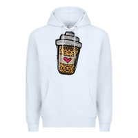 White leopard glitter coffee cup Premium Hoodie - Jasminsmagicworld
