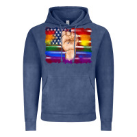 Vintage Denim lgbtq flag and american flag with hand Vintage Hoodie - Artiststas