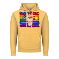 Vintage Mustard lgbtq flag and american flag with hand Vintage Hoodie - Artiststas