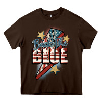 Chocolate Brown Back the blue Heavy Core Tee - FaDigitalArtStudio