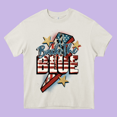 Back The Blue Heavy Core Tee Designed By Fadigitalartstudio