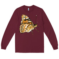 Burgundy Painted Lady Butterfly Long Sleeve Tee - LillyAllenDesigns