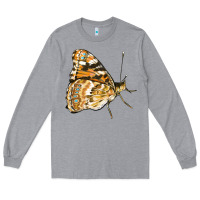 Heather Grey Painted Lady Butterfly Long Sleeve Tee - LillyAllenDesigns