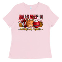 Bubblegum Pink balls deep in christmas spirit Ladies Tee - CowhideDigitalArt