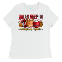 White balls deep in christmas spirit Ladies Tee - CowhideDigitalArt
