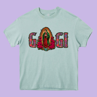 Gigi Lady Of Guadalupe Heavy Core Tee Designed By Jasminsmagicworld