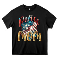 Black Police Mom Heavy Core Tee - FaDigitalArtStudio
