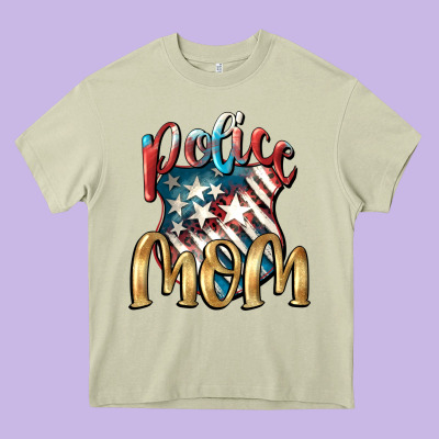 Police Mom Heavy Core Tee Designed By Fadigitalartstudio
