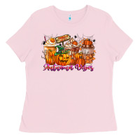 Bubblegum Pink Thanks A Latte Autumn Vibes Ladies Tee - CowhideDigitalArt