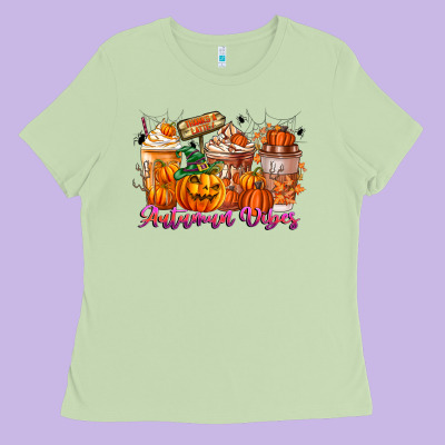 Thanks A Latte Autumn Vibes Ladies Tee Designed By Cowhidedigitalart