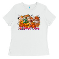 White Thanks A Latte Autumn Vibes Ladies Tee - CowhideDigitalArt