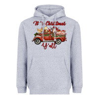 Heather Grey it's christmas y'all truck with farm animals Heavyweight Hoodie - RanaPortraitStore