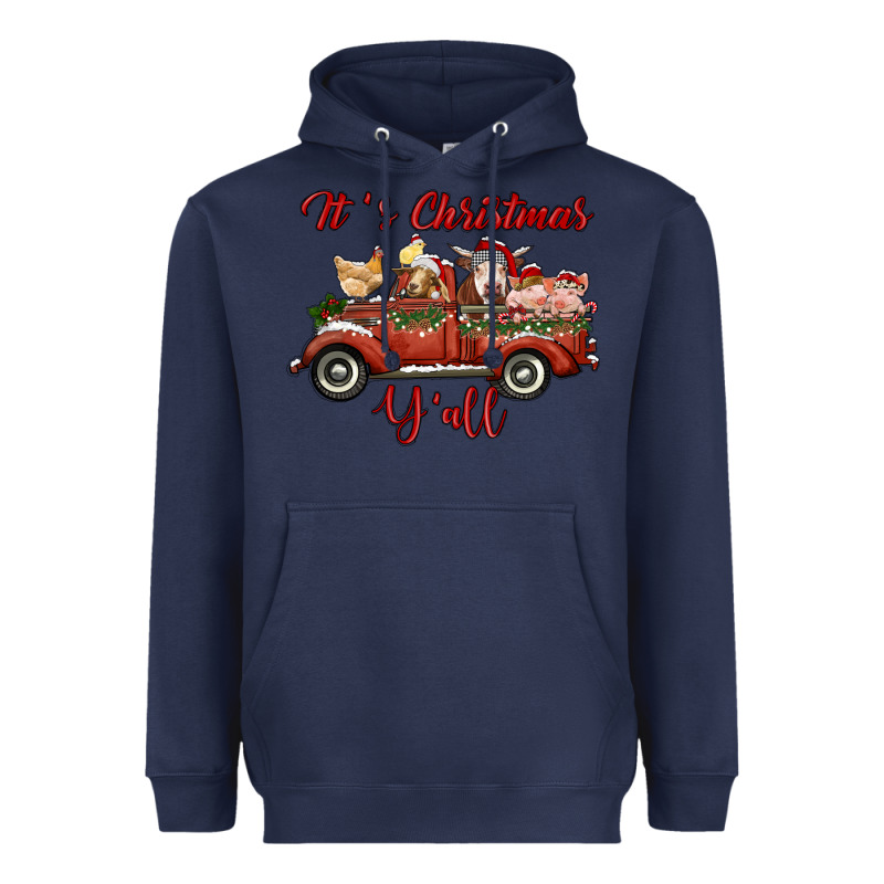 It's Christmas Y'all Truck With Farm Animals Heavyweight Hoodie by RanaPortraitStore | Teevron