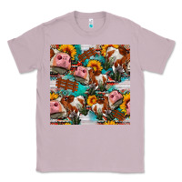 Lilac cow with aztec and sunflowers seamless pattern Classic Tee - FaDigitalArtStudio