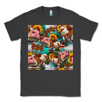 Smoke cow with aztec and sunflowers seamless pattern Classic Tee - FaDigitalArtStudio
