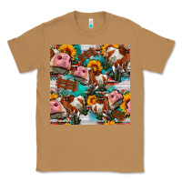 Toasted Coconut cow with aztec and sunflowers seamless pattern Classic Tee - FaDigitalArtStudio