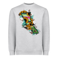 Heather Grey Baja California State Of Mexico Map Heavyweight Sweatshirt - RanaPortraitStore