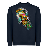 Navy Baja California State Of Mexico Map Heavyweight Sweatshirt - RanaPortraitStore