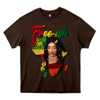 Chocolate Brown Free-ish since 1865 black woman Heavy Core Tee - FaDigitalArtStudio