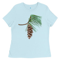 Baby Blue white pine cone Ladies Tee - LillyAllenDesigns