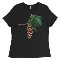 Black white pine cone Ladies Tee - LillyAllenDesigns