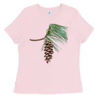 Bubblegum Pink white pine cone Ladies Tee - LillyAllenDesigns