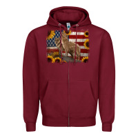 Burgundy american th of july wolves Zipper Hoodie - Jasminsmagicworld