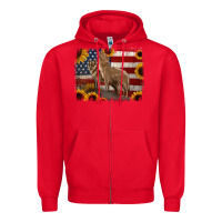 Red american th of july wolves Zipper Hoodie - Jasminsmagicworld