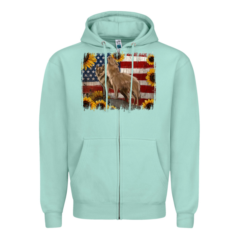American Th Of July Wolves Zipper Hoodie by Jasminsmagicworld | Teevron