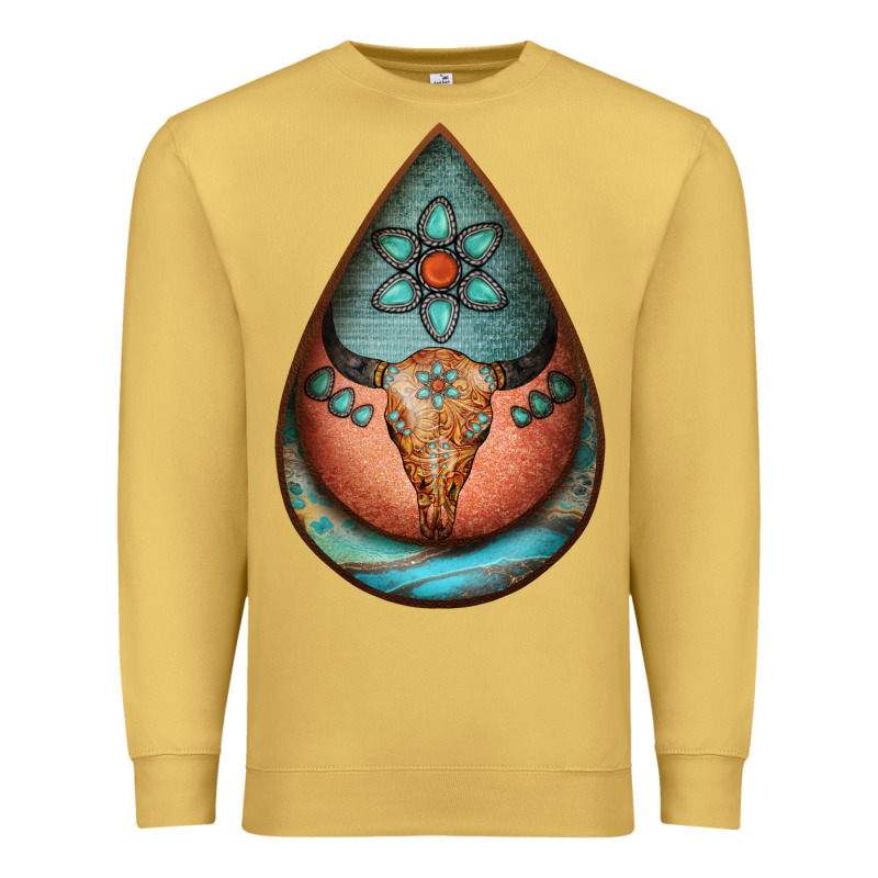 Teardrop Tooled Leather Bullskull Earrings Premium Sweatshirt by Jasminsmagicworld | Teevron
