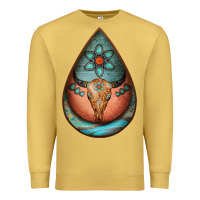 Antique Gold teardrop tooled leather bullskull earrings Premium Sweatshirt - Jasminsmagicworld