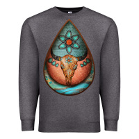 Charcoal Heather teardrop tooled leather bullskull earrings Premium Sweatshirt - Jasminsmagicworld