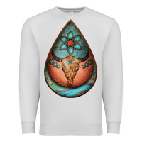 Dove Grey teardrop tooled leather bullskull earrings Premium Sweatshirt - Jasminsmagicworld