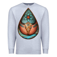 Heather Grey teardrop tooled leather bullskull earrings Premium Sweatshirt - Jasminsmagicworld