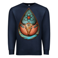 Navy teardrop tooled leather bullskull earrings Premium Sweatshirt - Jasminsmagicworld