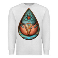 Oatmeal Heather teardrop tooled leather bullskull earrings Premium Sweatshirt - Jasminsmagicworld