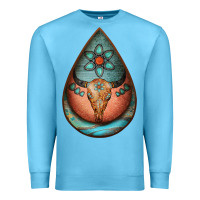 Ocean Blue teardrop tooled leather bullskull earrings Premium Sweatshirt - Jasminsmagicworld