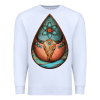 White teardrop tooled leather bullskull earrings Premium Sweatshirt - Jasminsmagicworld