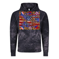 Cloud Black American flag and star leopard Vintage Hoodie - Artiststas