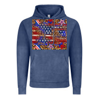 Vintage Denim American flag and star leopard Vintage Hoodie - Artiststas