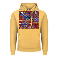 Vintage Mustard American flag and star leopard Vintage Hoodie - Artiststas