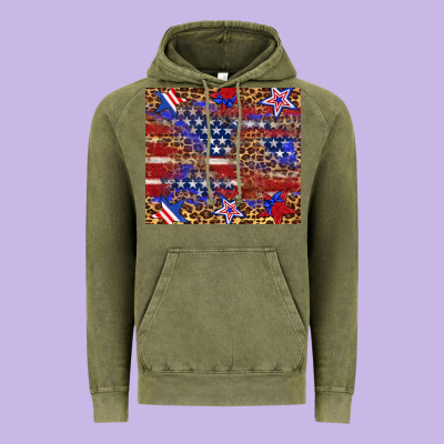 American Flag And Star Leopard Vintage Hoodie Designed By Artiststas