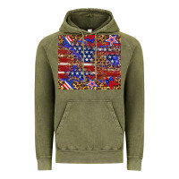 Vintage Olive American flag and star leopard Vintage Hoodie - Artiststas